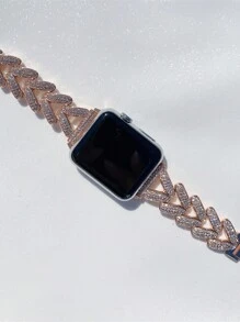 1 件男女銀色水鑽嵌入式金屬錶帶兼容 Apple Watch S8 和 Apple Watch 系列 Ultra/se/1/2/3/4/5/6/7,合金金屬手鍊腕錶錶帶,45mm49mm、38mm 40mm 41mm 42mm 44毫米 - 玫瑰金 - 查看 2