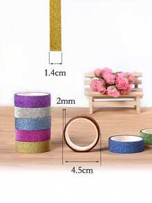 10入組創意金色閃粉網格和洋蔥粉蕾絲裝飾diy和紙膠帶,適用於手工藝品創作 - 彩色 - 查看 2