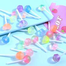 10pcs Lollipop Candy Style Glow-in-the-dark Diy Cream Glue Resin Accessories For Making Phone Cases Necklaces Hair Accessories Key Chains Random Shipment