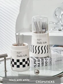 1入組防塵餐具箱,廚房用餐具勺子收納盒,餐具籃,餐具架,排水架和筷子桶,適用於家庭