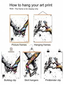 3pcs/Set Graffiti Holding Hands Canvas Print - Abstract Paintings For Living Room Wall Art And Couple Gifts,No Frame - Multicolor - View 7