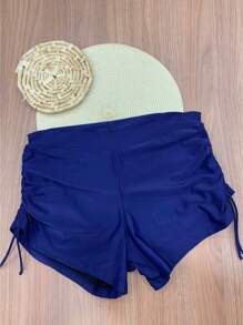 Shortinho de praia cós alto que substitui a calcinha de biquini Plus Size com regulagem na lateral