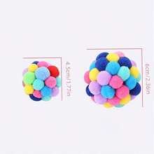 Pet Toy For Cat - Plush Ball With Bell And Elastic Band, Self-playing Toy, Multicolor Decor Ball Suits For Indoor Cats And Kittens Who Like Chewing And Playing. - Multicolor - View 3
