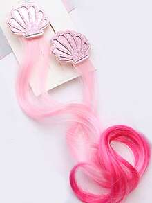 2 piezas/set Pinzas de cabello rosado concha para niñas - Rosa - Ver 1