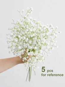 1 pieza/5 piezas Flores artificiales de Nube de Bebé Gypsophila, flores de tacto real para decoración de boda, fiesta, hogar y jardín - Blanco - Ver 4