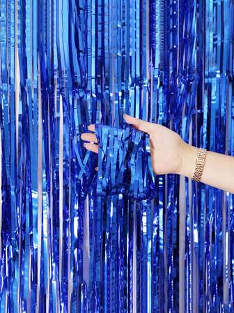 1入組diy彩虹流蘇桌裙,閃亮派對裝飾窗簾,流蘇裝飾背景帶