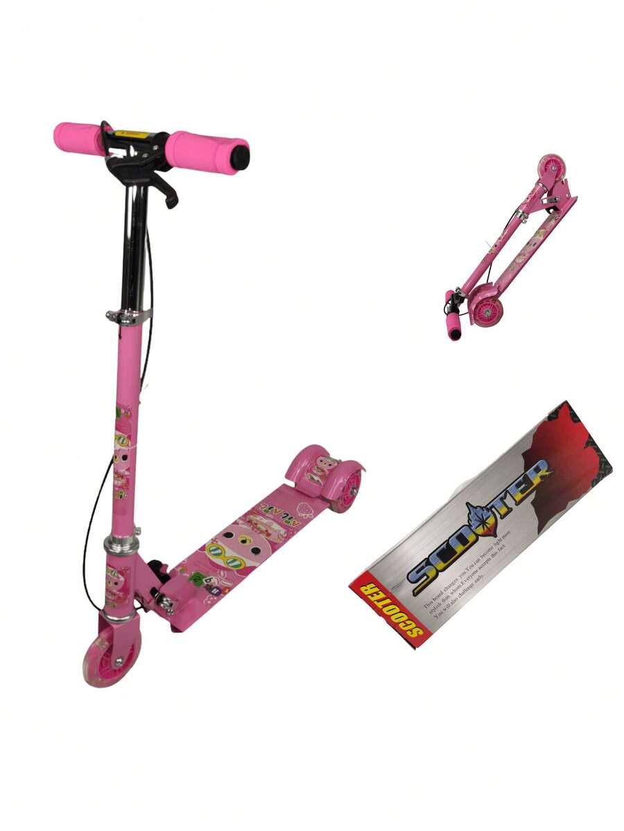 Patin Del Diablo Scooter Three Wheels With Light And Hand Brake - Pink - View 1