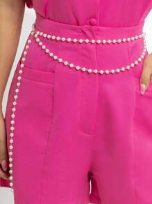 1 chiếc Dây chuyền toàn thân trang trí gợi cảm hai lớp đính ngọc trai giả màu trắng dành cho nữ Thích hợp để đeo hàng ngày trong lễ Halloween, Mùa thu, Halloween - trắng - Xem 2