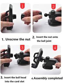 1pc Suction Cup Car Phone Holder - Black - View 5