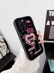 1 Stück schwarzes Love-Cat-Design TPU-Schutzhülle mit präzisen Aussparungen, Kamera-Schutz, staub- und kratzfest, modisch und kompatibel mit iPhone-Modellen - Schwarz - Übersicht 3