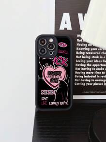 1 Stück schwarzes Love-Cat-Design TPU-Schutzhülle mit präzisen Aussparungen, Kamera-Schutz, staub- und kratzfest, modisch und kompatibel mit iPhone-Modellen - Schwarz - Übersicht 5