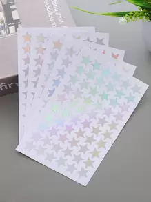 10入組銀色全息星形閃閃發光貼紙,用於兒童獎勵,膠帶式貼花