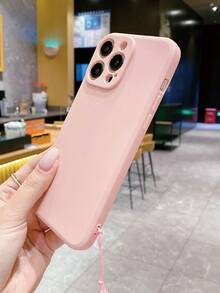 1條白色珍珠和粉色編織流蘇掛件手鍊+淺粉色直邊材質手機殼,適用於apple/samsung/xiaomi/vivo/oppo A16等手機