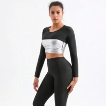 Sports Outdoor 1pc Women Sauna Suit Fitness Exercise Sauna Sweat Suit|Long Sleeve Sauna Jacket Women Sauna Top Sweat Jacket For Women,Sports  Corset Fitness Equipment Accessories Shapewear Waist Trainer Corset