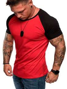 Camiseta Masculina Raglan Roupa Masculina Camisa Masculina 1 - Vermelho - Visão 2