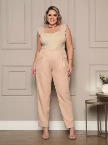 Plus Size Pants - 米色 - 查看 1