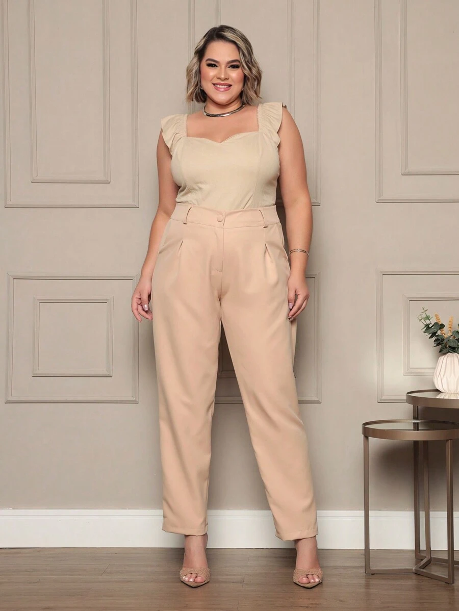 Plus Size Pants - 米色 - 查看 1