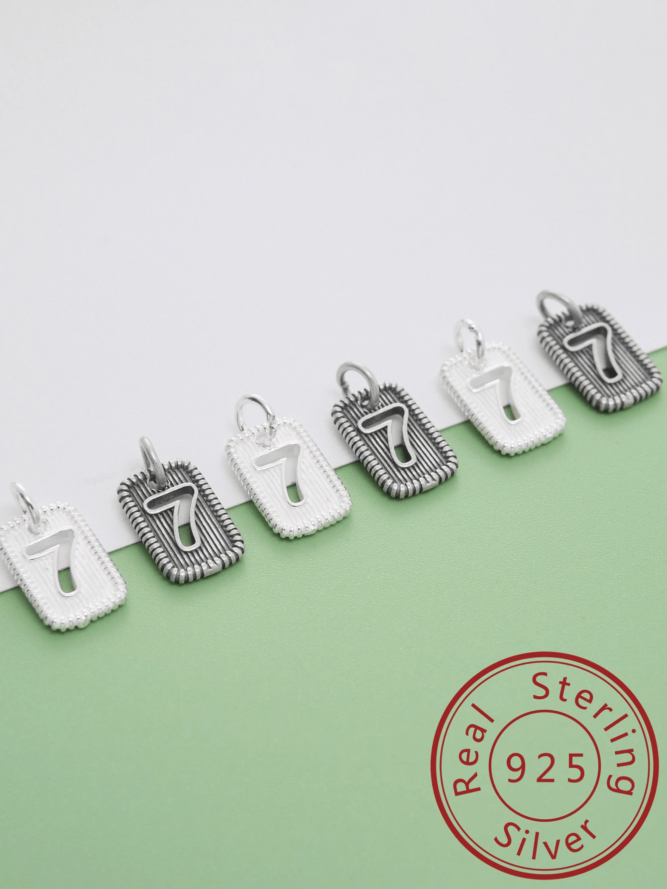 6入組時尚 S925 純銀幸運數字 7 吊墜吊墜女士手鍊項鍊珠寶製作手工DIY配件