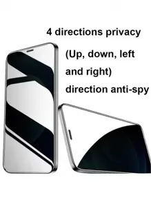 2pcs/set Four-sided Anti-peeping Tempered Glass Screen Protector Compatible With Iphone 11/12/13/14 - Black - View 2
