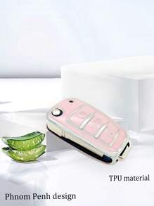 粉色防摔钥匙包 + 适用于奥迪 A3、A1、Q3、Q2L、TT、老款 A6、Q7、Q5 钥匙扣折叠保护套 - 粉色 - 查看 5