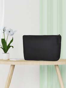 1入實色拉鍊化妝包,旅行理想之選,可作化妝包或小錢包使用 - 黑色 - 查看 5