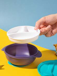 Set de 6 piezas de vajilla portátil y linda para niños, adecuada para usar en casa, interior, exterior y viajes, incluye plato dividido, tazón, tenedor, cuchara, taza de silicona con ventosa, cubriendo las necesidades de alimentación de los bebés durante los viajes, apta para lavavajillas