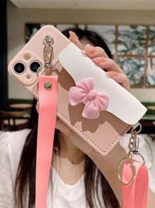 Shoulder-Carried Phone Case With Lanyard & Card Slot & Coin Pocket. Compatible With Iphone 15pro Max 14 13 12 11 And Samsung S23 - Pink - View 1