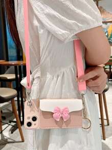 Shoulder-Carried Phone Case With Lanyard & Card Slot & Coin Pocket. Compatible With Iphone 15pro Max 14 13 12 11 And Samsung S23 - Pink - View 2