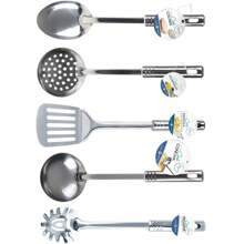 Kit 5 Peças Utensílios de Cozinha em Aço Inox Jogo de Utensílios com Cabo Tubular - Tamanho Único - Visão 2