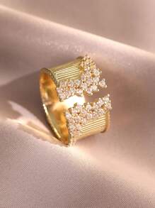 jealous young 1枚奢华全锆石订婚戒指，适合派对、婚礼及其他场合。 - 金色 - 查看 2