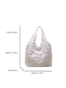 Women's Large Capacity Shoulder Bag For Commute, School And Leisure, With High-end Sense And Simple Design - White - View 11