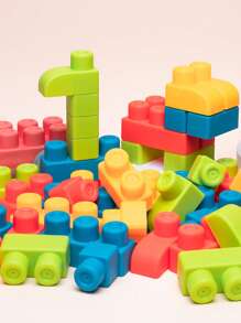 1pack 16pcs Multicolor Soft Rubber Building Blocks (With Stickers) , Early Educational Bath Toys For Children , Suitable For Boys And Girls Room Decoration ,Educational Toys ,Building Blocks ,Blocks For Kids,Construction Toys,Toys For Boys,Block Toys