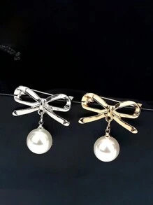 2入組腰夾&珍珠防曬胸針,扣子&蝴蝶結&領帶胸針帶有鑽石裝飾 - 彩色 - 查看 10