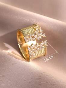 jealous young 1枚奢华全锆石订婚戒指，适合派对、婚礼及其他场合。 - 金色 - 查看 5