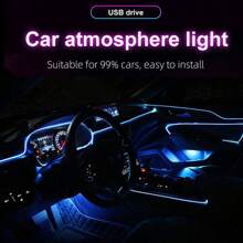 Greencars 3m Multi-color Changing Car Atmosphere Led Light Strip, Usb Powered, Universal Car Interior Decoration Lighting - Multicolor - View 2