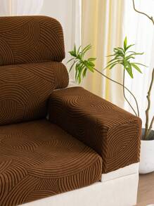 1入組有彈性提花面料沙發套適用於1/2/3/4L形沙發靠背套扶手罩,家紡防護罩 - 棕色 - 查看 4