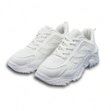 女士厚底运动鞋，时尚秋季，厚底，百搭运动休闲白鞋 - 白色 - 查看 3