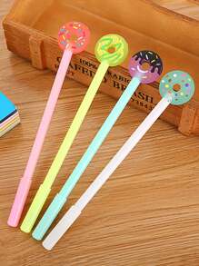 4pcs Cute Doughnut Design Ballpoint Pen, Candy Color Office School Stationery, Cartoon Writing Instrument - Multicolor - View 2