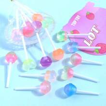 10pcs Lollipop Candy Style Glow-in-the-dark Diy Cream Glue Resin Accessories For Making Phone Cases Necklaces Hair Accessories Key Chains Random Shipment