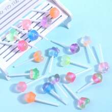 10pcs Lollipop Candy Style Glow-in-the-dark Diy Cream Glue Resin Accessories For Making Phone Cases Necklaces Hair Accessories Key Chains Random Shipment