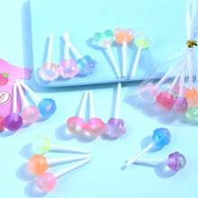 10pcs Lollipop Candy Style Glow-in-the-dark Diy Cream Glue Resin Accessories For Making Phone Cases Necklaces Hair Accessories Key Chains Random Shipment