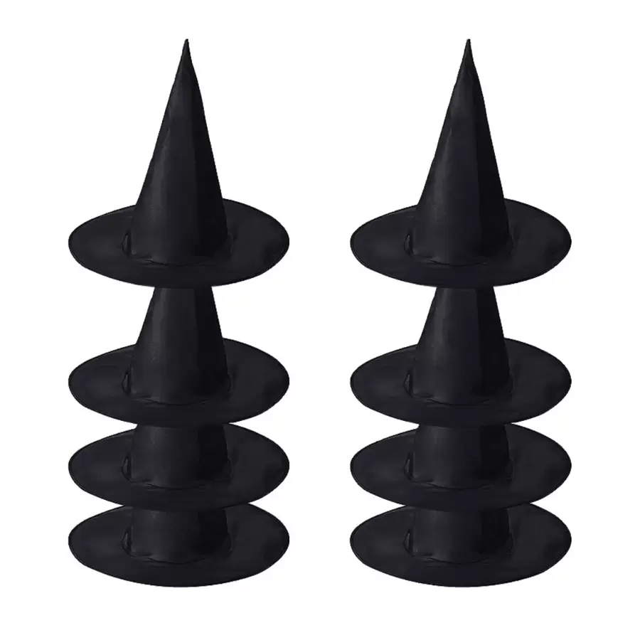 8入組漆黑萬聖節帽子,萬聖節派對服飾配件