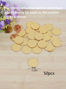 50 件/套镜面效果 DIY 装饰墙贴圆形、贴纸、墙贴花、乙烯基贴花用于家居装饰、春季装饰品刷新您的家、拉玛装饰贴纸礼物生日毕业镜子墙壁装饰房间装饰墙镜房间浴室装饰客厅装饰 - 金色 - 查看 5