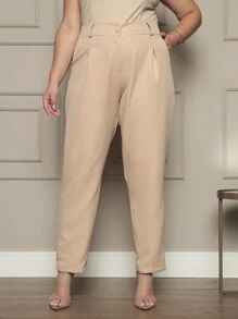 Plus Size Pants - 米色 - 查看 3