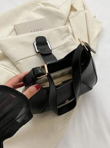 新品到貨女性時尚包,簡約肩袋,復古長棍手提包 - 黑色 - 查看 6