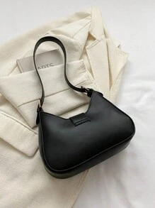 新品到貨女性時尚包,簡約肩袋,復古長棍手提包 - 黑色 - 查看 5