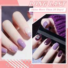 LIMEGIRL 24入組半永久凝膠指甲油套裝，凝膠指甲油套裝21種顏色，附基礎與面漆，明亮顏色的凝膠指甲油，可浸泡式UV凝膠指甲油，閃爍專業美甲，女性禮品 - 杏色 - 查看 3