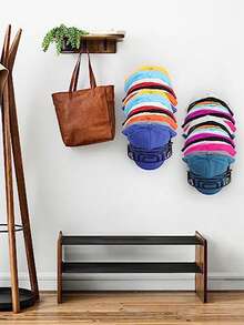 1pc Wall-mounted Ball Cap Storage Rack - Black - View 2