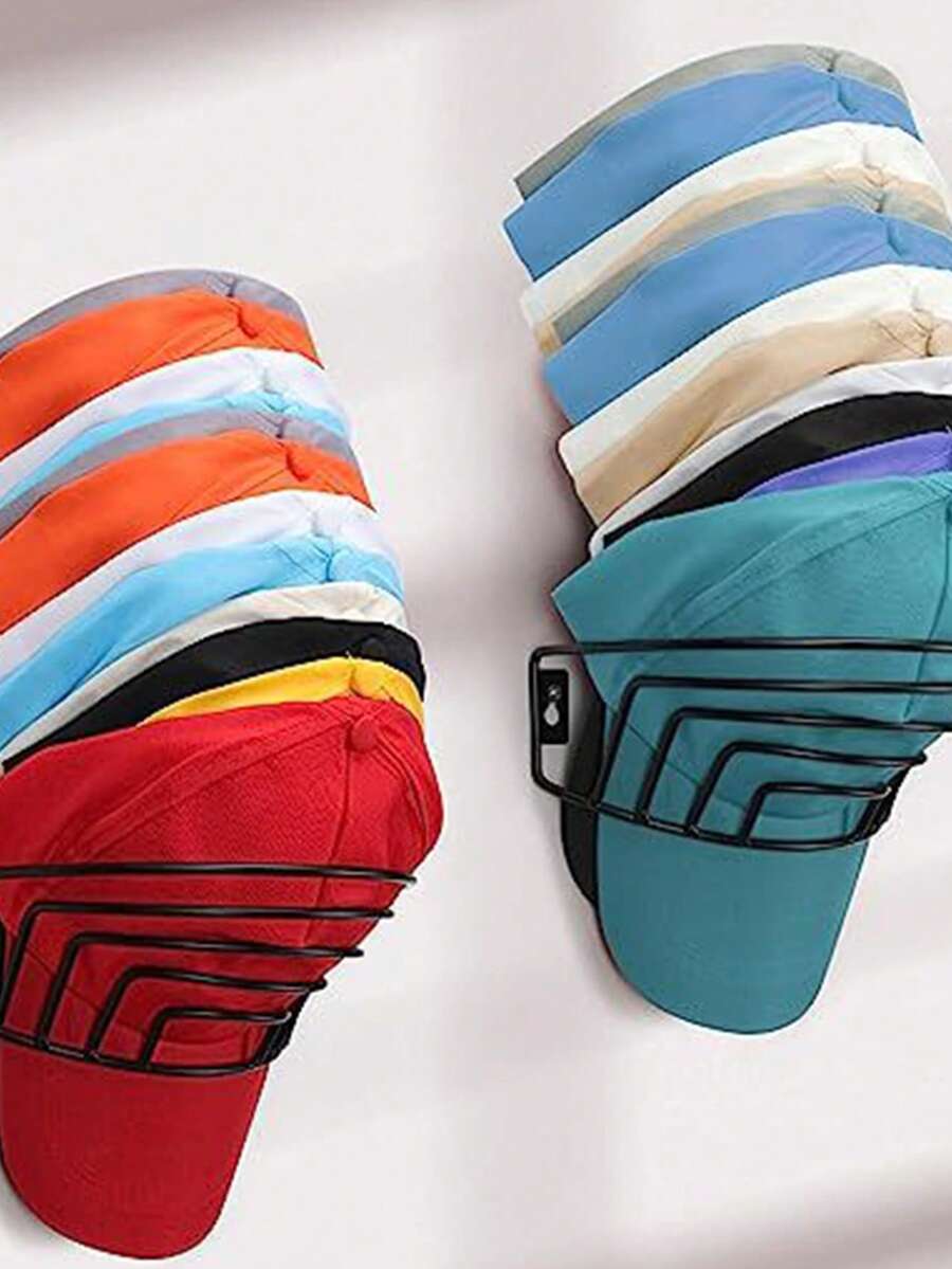 1pc Wall-mounted Ball Cap Storage Rack - Black - View 1