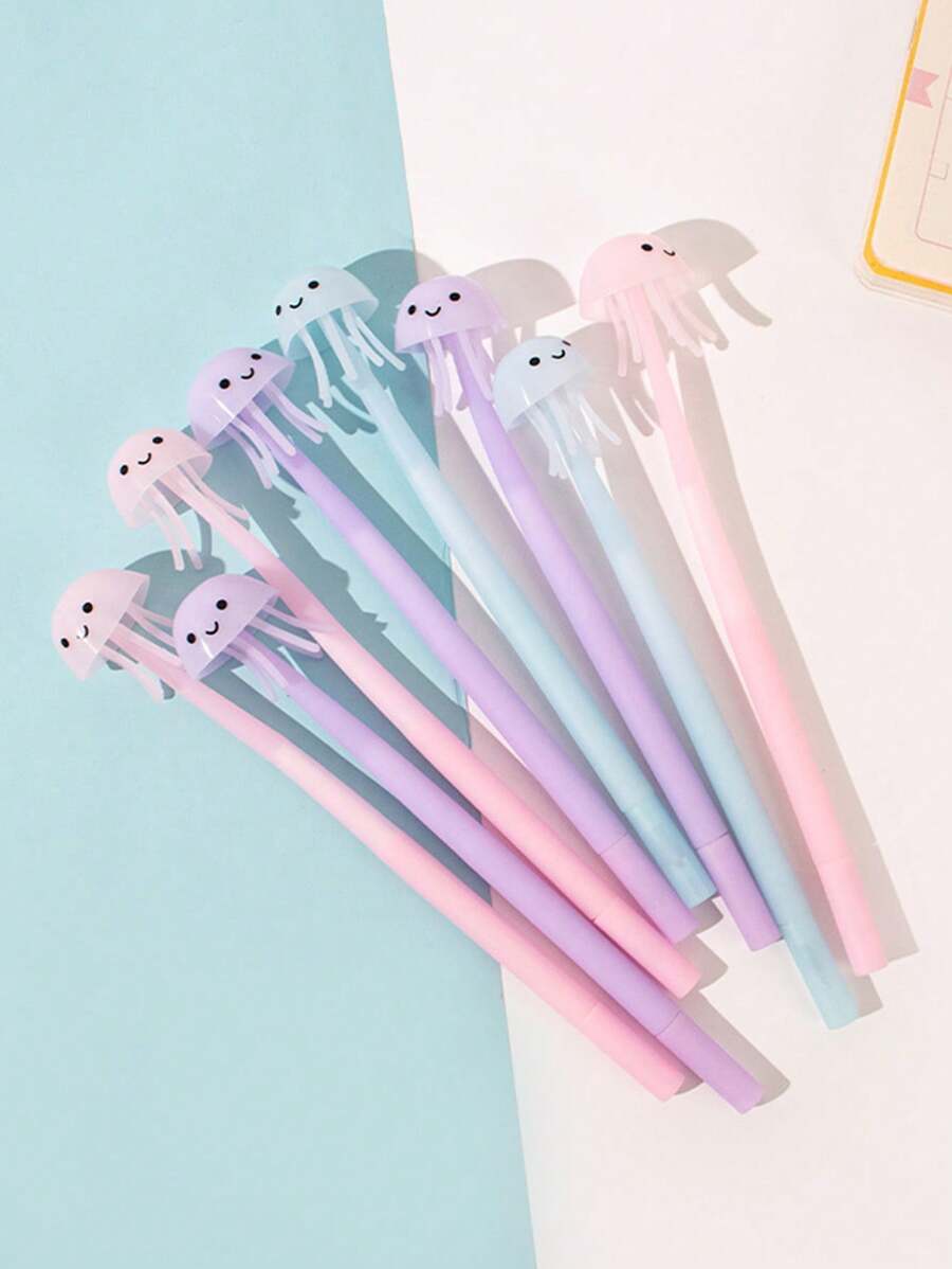 卡通水母設計軟硅膠筆,中性筆,隨機顏色 - 彩色 - 查看 1